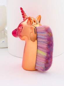 1pc Cartoon Unicorn Nail Art Brush Makeup Tool Glitter Pigment Dust Nail Art Cleaning Tool,Blue & Rose Gold Color Multifunctional Brush Single Powder Brush,Suitable For Beauty And Nail Artistry - Multicolor - View 8