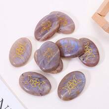 1PC Natural Rune Moonstone Plam Crystal Reiki Polished Palm Pocket Energy Quartz Home Gemstone Ornaments - Playing With the Rune Moonlight - View 11