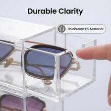 4-Tier Transparent Acrylic Stackable Eyeglasses Storage Box With Drawers, Modern Desk Organizer For Sunglasses, Makeup And Cosmetics - Cute Office Supplies, Gift - Multicolor - View 12
