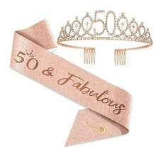 60th Birthday Decorations For Women, Including 60th Birthday Crown/Headpiece, 60th Birthday Gifts For Women,Beach,Wedding,Party,Accessories - 60 - View 3