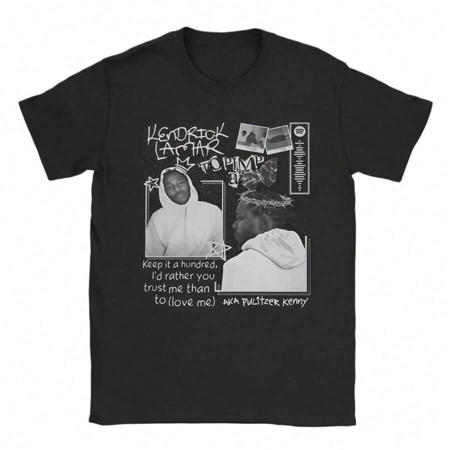 Kendrick Lamars T-Shirt Summer T-Shirts For Adult Harajuku Loose Tshirt Short Sleeve Y2K Fun Tops - màu đen - Xem 1