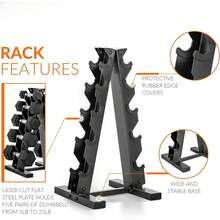Rubber Coated Dumbbell Weight Set With Vertical Rack - 12-sided Black Handle - View 5