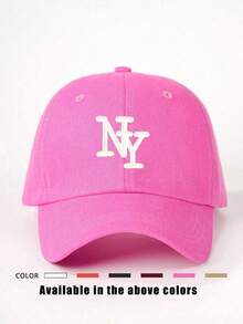 1 Pc Adjustable NY Embroidered Baseball Cap Y2K Sunscreen Hat For Spring Autumn Beach Travel - 黑色 - 查看 8