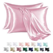 2pcs Silky Soft Breathable Satin Pillowcases, Ideal Gift For Parents And Friends To Use In Air-Conditioned Rooms During Summer - Pink - View 15