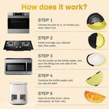 Tortilla Sealer, 3-In-1 Pressing Tortilla Compressor, Adjustable Mexican Tortilla Press, Suitable For 6-Inch/8-Inch/10-Inch Tortillas, Flip-Top Tortilla Maker For Tortillas, Sandwiches, And Wraps - 黃色 - 查看 7