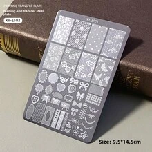 Khuôn dập móng nghệ thuật bằng thép, in hình bướm, hoa, ren, sọc. - Nhiều màu - Xem 7