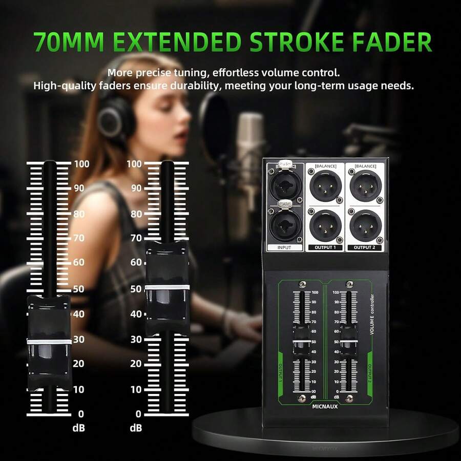 Passive Stereo Monitor Volume Controller, XLR 2 Input 2 Output Stereo Studio Controller, Plug And Play No Loss Volume Adjustment Controller For Studio Home Audio System