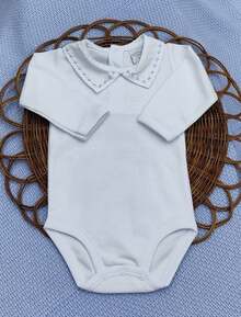 Knitted Baby Outfit For Hospital - Jumpsuit - Embroidered Bodysuit - Hat - Gloves And Baby Blanket - Màu xanh nhạt - Xem 4