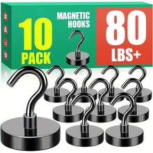 5/10pcs Heavy Duty Magnetic Hooks, Black 12kg Capacity Hooks, Suitable For Boat, Kitchen Wall, Hardware Magnetic Hooks For Small Tools & Items - Magnetic Hooks - View 14