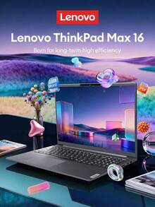 Lenovo 联想 Max16 黑色超薄商务笔记本电脑，搭载 AMD Ryzen R7 8845H 处理器、32GB 内存、1TB 双硬盘扩展、16 英寸屏幕、CPU、GPU、NPU、三引擎 AI 处理器、180 度翻转设计、智能指纹解锁，适用于办公和学生。 - 黑色 - 查看 1