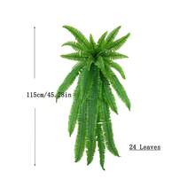 Kmitang 73-115厘米长仿真波斯植物，假墙挂植物，仿波士顿蕨类植物，草叶藤蔓，触感逼真，仿真爬山虎，适用于家居花园室内外装饰，不含盆，1株 - 綠色 - 查看 11