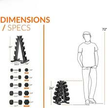 Rubber Coated Dumbbell Weight Set With Vertical Rack - 12-sided Black Handle - View 6