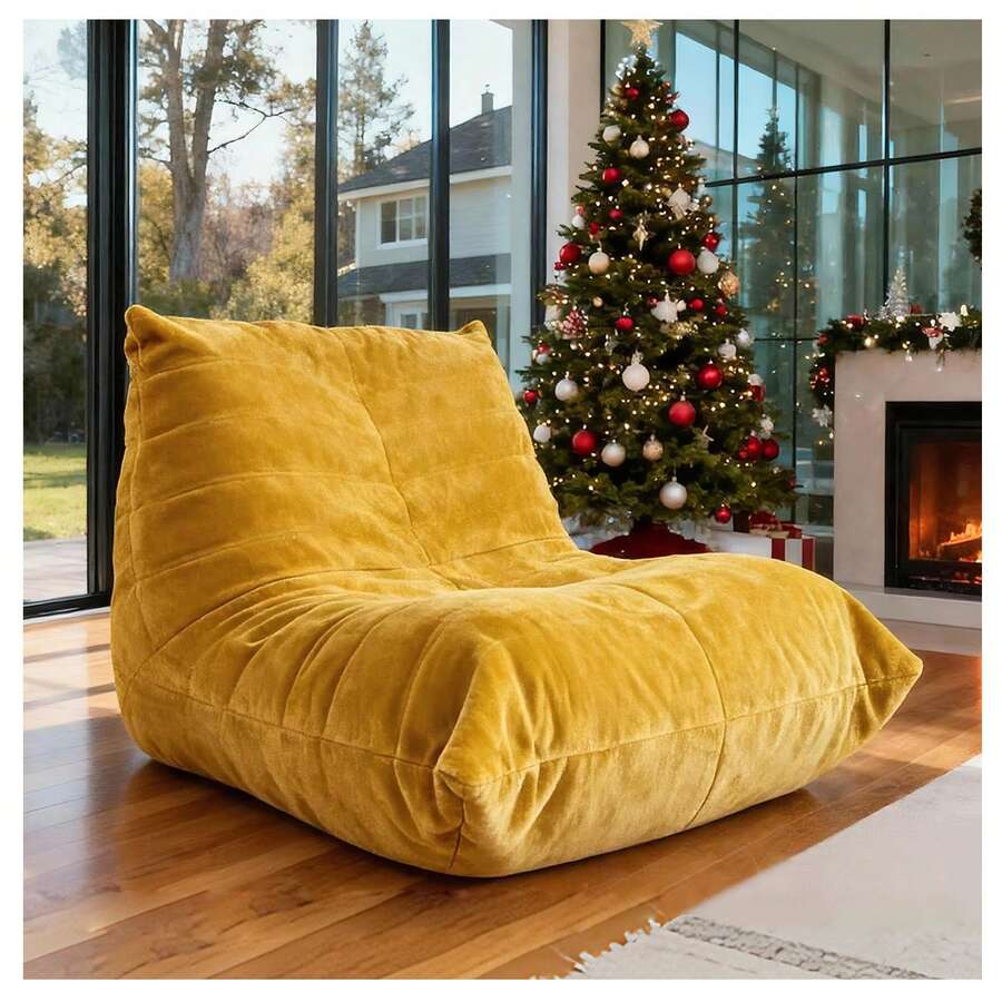 Bionic, Caterpillar-Shaped Beanbag For The Floor, Single Seat For Adults With Highly Elastic Foam – Ideal For Living Rooms, Bedrooms And Playrooms. - Màu vàng - Xem 1