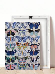 1幅蓝色中国风蝴蝶墙画海报，适合作为礼物送给朋友，也可用于卧室、客厅、办公室、厨房、浴室等场所的装饰，是家居装饰、房间装饰的理想之选。帆布墙画，海报，带框墙画，可选配画框。 - A - 查看 16