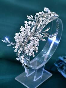 1 pieza Diadema de cristal elegante, accesorio de pelo nupcial de moda adecuado para fiestas, reuniones, eventos formales, festivales - Plateado - Ver 5