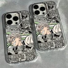 Funda para Teléfono: Funda de Anime Sanemis Genial para 17 16e 16 15 14 13 12 11 Pro X XR XSMAX 8 Plus Marco de Lente Metálico Plateado Cubierta Trasera Suave Transparente17  17promax - transparente - Ver 1