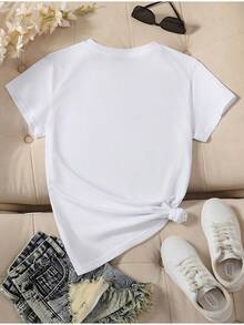 Womens Funny Letters Print T Shirts Short Sleeve Shirts Cute Sunshine Graphic Tees Summer Casual Loose Tops - 白色 - 查看 2