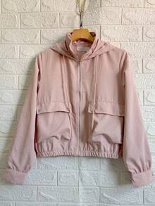Women's Windbreaker Bomber Jacket - Light Pink ZY1003 - View 1