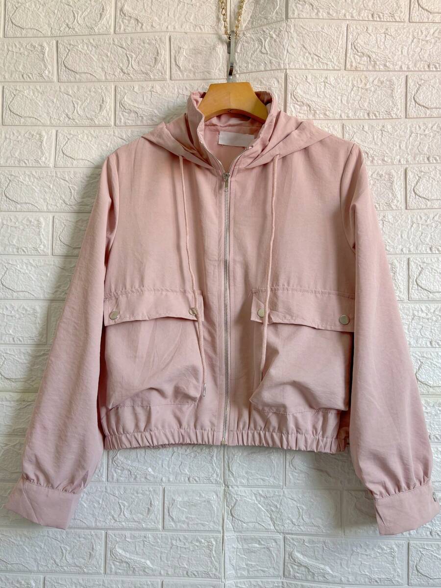 Women's Windbreaker Bomber Jacket - Light Pink ZY1003 - View 1