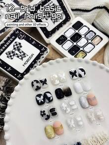 MORDDA 12 Color Pattern Gel Nail Polish, High Saturation Semi-Solid Nail Gel, Professional Salon Use Nails - Multicolor - View 3
