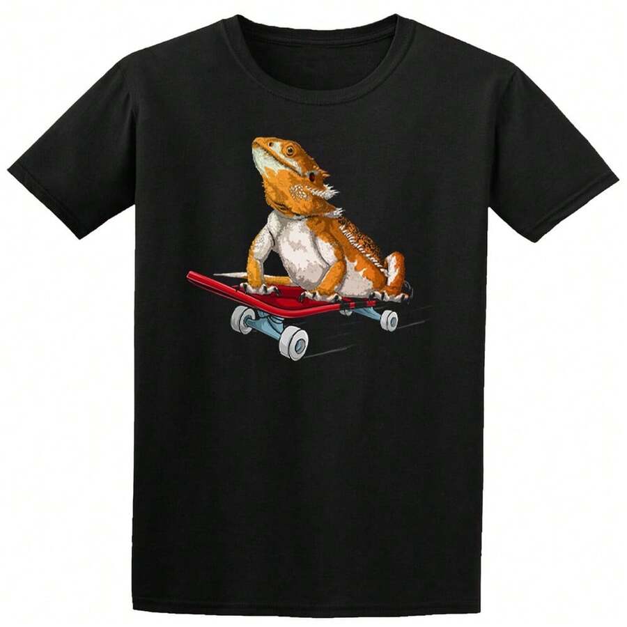 Bearded Dragon On A Skateboard Kids T Shirts Boys Girls Teen #D #P1 #PR - 黑色 - 查看 1