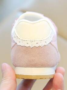 1 đôi giày thể thao unisex cho trẻ em, kiểu buộc dây chéo, mũi tròn, đế dày, chống trượt, mềm mại, làm từ chất liệu PU, thích hợp cho mọi mùa. - Hồng - Xem 6