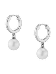 Bông tai ngọc trai vòng tròn mạ vàng 18K cao cấp, tối giản, làm theo yêu cầu, bằng bạc Sterling S925 sang trọng dành cho nữ. - khuyên tai ngọc trai - Xem 11
