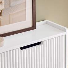 SoBuy Shoe Rack With 4 Flaps, Slim Shoe Cabinet, Shoe Rack With 4 Shelves, Shoe Chest Of Drawers, Shoe Storage, White, W X H X D Approx. 100 X 91 X 19 Cm FSR177-L-W - White - View 11