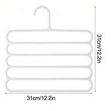 5/10pcs Multi-Functional 5-Layer Non-Slip Clothes Pants Hangers, Wardrobe Garment Rack, Scarf Organizer, Pants Hanger, Retail Display Shelf, Powder Coated, Plastic Material,Spring,Minimalist,Summer Tops - White - View 2