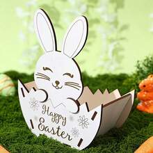 1pc, 3D Wooden Basket For Easter Eggs, Storage Rack With Rabbit Design, For Home Decoration For Easter Parties, Supplies For A Joyful Easter Celebration, Spring-Themed Party Decor, Kitchen Organizer In Basket Style For Eggs And Kitchen Essentials - Multicolor - View 5