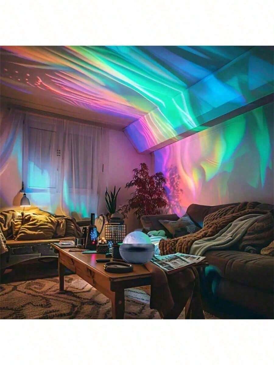 1pc Aurora Projection Floor Lamp, Remote Control, Multi-Color Switching, Suitable For Indoor Space Wall Decor, Perfect Gift For Couples, Family And Friends. Easter Gift