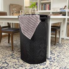 Large Capacity Slim Design Plastic Laundry Hamper With Lid, 17.65 Inches Long X 13.75 Inches Wide X 24.15 Inches Tall, Sleek Black Finish - Black - View 1