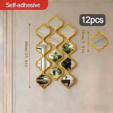 1 Set Large Moroccan Style Art Decorative Mirror | Classic Black Design, Wall-Mounted, Suitable For Bathroom, Living Room, Hallway, Ideal For Home Decor/Valentine's Day Creative Gift, Plastic Frame - 12pcs - View 8
