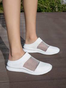 Women's Casual Slip-On Sneakers, Comfortable Soft-Sole Slouchy Shoes, Lightweight For Indoor/Outdoor Wear - White - View 3
