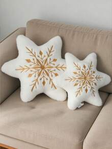 1Pc 38cm/14.96Inch Snowflake Plush Pillow Toy, Ultra Soft Fluffy Snowflake Stuffed Animal Cushion, Winter Nature Themed Collectible Decor, Friendly Plush Ornament, Christmas Winter Holiday Birthday Gift For Kids, Adults & Plush Lovers - White - View 9