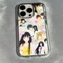 Funda para Teléfono - Funda con Arte de Anime Romántico Shoujo, Compatible con Modelos de 17, 16E, 16, 15, 14, 13, 12, 11 Pro,, X, XR, XSMAX, 8 y Plus, con una Parte Trasera Suave Transparente y un Marco de Lente Metálico Plateado17 17promax - transparente - Ver 5