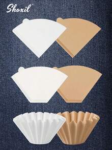 shoxil 50/100pcs Coffee Filter, V-Shaped Coffee Filter Paper, Coffee Paper Filter, Disposable Coffee Tea Filters,Brown Fan-Shaped Coffee Filter Paper, Coffee Filter, V-Shaped Coffee Filter Paper, Coffee Paper Filter, Disposable Coffee Tea Filters For Pour Over And Drip Coffee Makerfor Pour Over And Drip Coffee Maker - Coffee Filter Paper - View 2