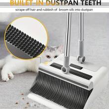 ZBEZBE 3-In-1 Household Cleaning Set, Including A Soft-Bristle Broom, Dustpan, And Brush Set - Anti-Lint Design, Ergonomic Grip, Durable Plastic Handle, Ideal For Homes, Offices, Schools, And Dormitories, Cleaning Supplies | Modern Cleaning Tools | Durable Plastic Handle - Bộ chổi 4 trong 1 nâng cấp [có lưỡi cạo ẩn], màu trắng - Xem 7