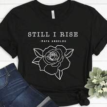 Still I Rise Feminism Femen Resist Funny Equal Rights T ShirtClassic Crew Neck Short Sleeve, Solid Basic Style - Black - View 6
