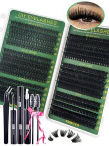 Lash Extension Kit DIY 600pcs Lash Clusters Eyelash Extension Kit, D Curl 8-16mm High Capacity 30D 40D 50D 60D 80D 100D Individual Lashes Kit With Lash Bond And Seal,Lash Tweezers For Self Use Natural Look&Extra Thick&Wispy&Ultra Soft&Super Light Reusable Segmented False Eyelashes Suit Daily Holiday Festival Wedding - Multicolor - View 2