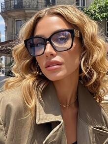 Square Large Frame Plastic Black Eyeglasses, Computer/Gaming/TV/Phone Glasses, Light Glasses, Fashion Optical Glasses Frame - Black - View 2