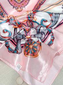 1pc Simple Printed Satin Bandana Silk Scarf Women Hijab 90cm Square Scarves Designer Luxury Shawl Kerchief - BX04JSC024-02 - 查看 5