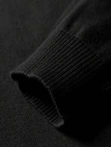 Men's Solid Color Front Half Zipper Long Sleeve Casual Sweater, Old Money Style, Fall/Winter - Navy Blue - View 11