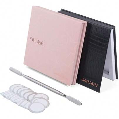 Pink Magnetic Refillable Makeup Palette With Mirror Lightweight Durable Travel-Ready Case For Eyeshadow Blush Lipstick Includes Spatula 20 Stickers Small Waterproof Paperboard Portable Makeup Organizer Ideal For Travel