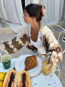 Women's New Long-Sleeve Loose Knit Cardigan For Spring  Autumn - Also Suitable For Winter  Fall Wear - Chocolate Brown - View 5