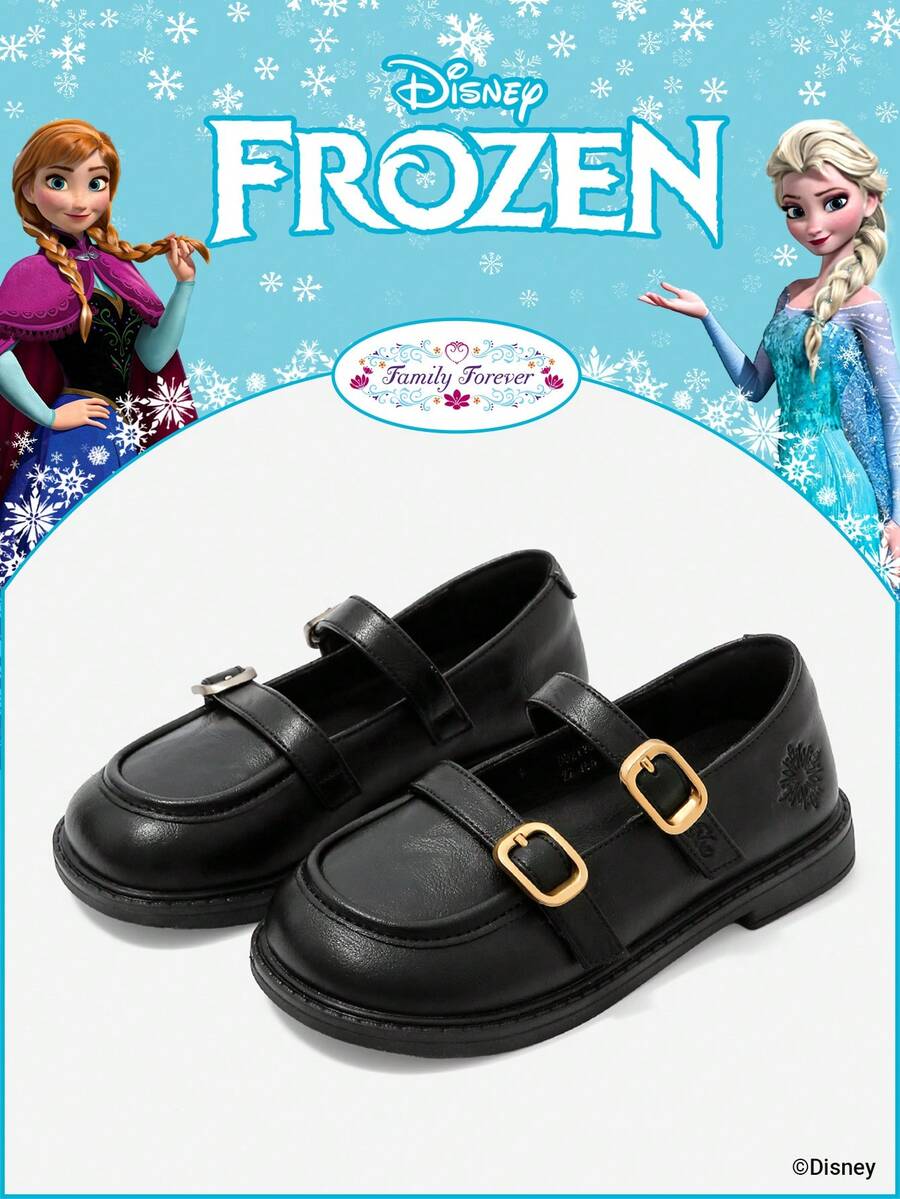 Disney 1 Pair Licensed Collaboration Children's Shoes, Suitable For Daily Wear, Festivals, Sports, Outdoor Activities, Comfortable, Non-Slip, Durable, Breathable (Children's Flats, Girls Shoes, Princess Shoes, Queen Shoes) - Black - View 1