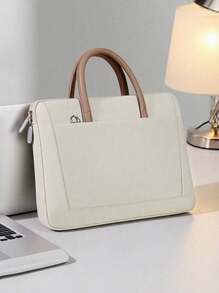 1pc Shoulder Portable Laptop Bag Conference Waterproof Portable Briefcase Back To School - Multicolor - View 1