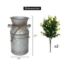 12-Inch Durable Zinc-Coated Metal Eucalyptus-Style Rustic Flower Container - Multicolor - View 4