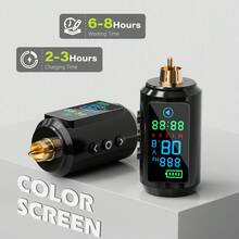 1pc, Neebol Tattoo Battery Power Supply With LED Digital Display, 1500mAh Lithium Battery Pack, 6 Hours Battery Life, RCA Connector, Rechargeable Cordless For Wireless Tattoo Pen, Rotary Tattoo Machine, Gift For Tattoo Beginners And Tattoo Artists, Essential Tattoo Supply - Black - View 4