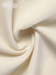 Aflion 大码女式V领半开衩长袖衬衫裙，优雅简约复古米色连衣裙，适合约会、派对、音乐会、酒吧、聚会、商务、办公、休闲穿着，春夏皆宜。 - 米色 - 查看 5